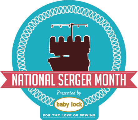 Serger Machine silhouette above a red banner that reads NATIONAL SERGER MONTH