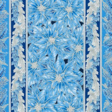 Holiday Flourish | Blue Poinsettia Stripe