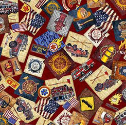 American Heroes Firefighter | Overlapping Patches - Brick