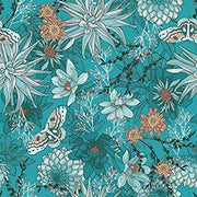 Dahlias at Dusk | Dahlias & Butterflies - Teal