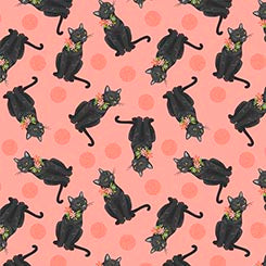 Curious Kittycats | Tossed Black Cats - Salmon