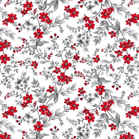Scarlet's Treasure | Floral Vines - White/Red