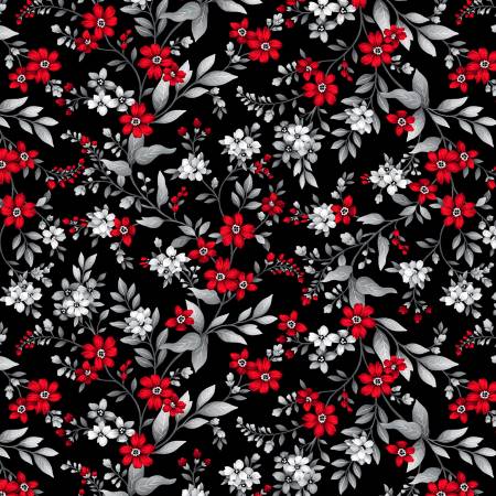 Scarlet's Treasure | Floral Vines - Black/Red