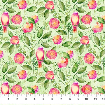 Veranda | Floral & Bird - Pale Green