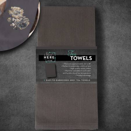 Tea Towels Grey 2pk