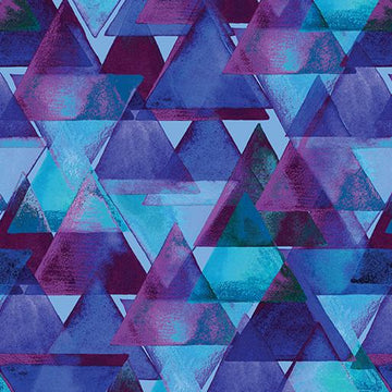 Watercolor Geometry | Teal/Multi Raining Triangles